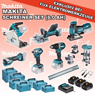 Makita 7-teiliges Schreiner Set 8 (6.0 Ah)